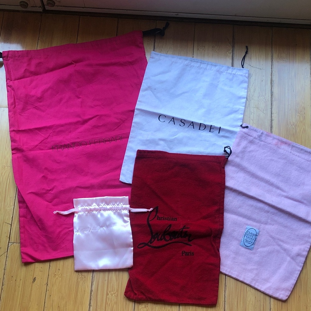 Christian Louboutin multi-color dust bag lot - red, hot pink, light pink, white
